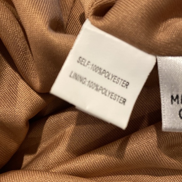 Kay Unger Tan Micro Suede Midi Dress- Faux wrap with decorative side zipper - Picture 13 of 15